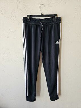 Adidas Aeroready Black Joggers With White Stripes Womens Medium